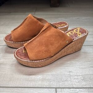 Sam Edelman 9.5 Ranger Womens Wedge‎ Color Brown Leather Upper sandals Slip-on